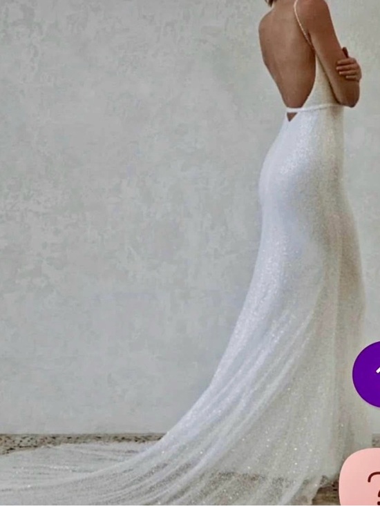 lola Dresses & Skirts - Elegant Lola’s White Sequin Backless wedding Dress